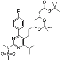 Tertiary-butyl-(+)-[(4-fluorophenyl)-6-isopropyl-2-(N-methyl, N-methyl sulphonyl amino) pyrimidine-5-yl]-(3R-5S)-dioxane-(E)-6 heptane 